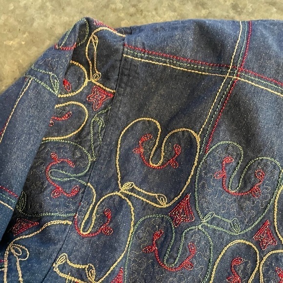 Vintage Great Cavalier St. Paul Silk Denim Embroidered Bomber Jacket Womens XL - Picture 10 of 12